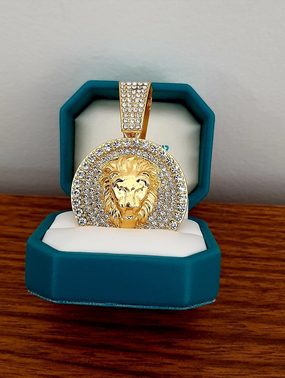 Gold Lion Head Pendant Necklace - Bold Medallion
